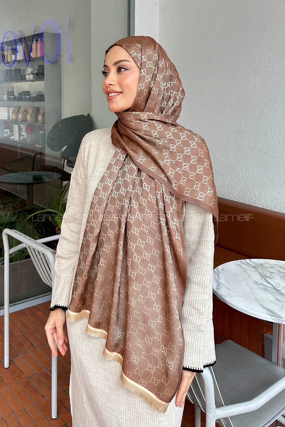 Lamelif G Desen Kaşmir Çift Taraflı Şal Bej Soft Kahve