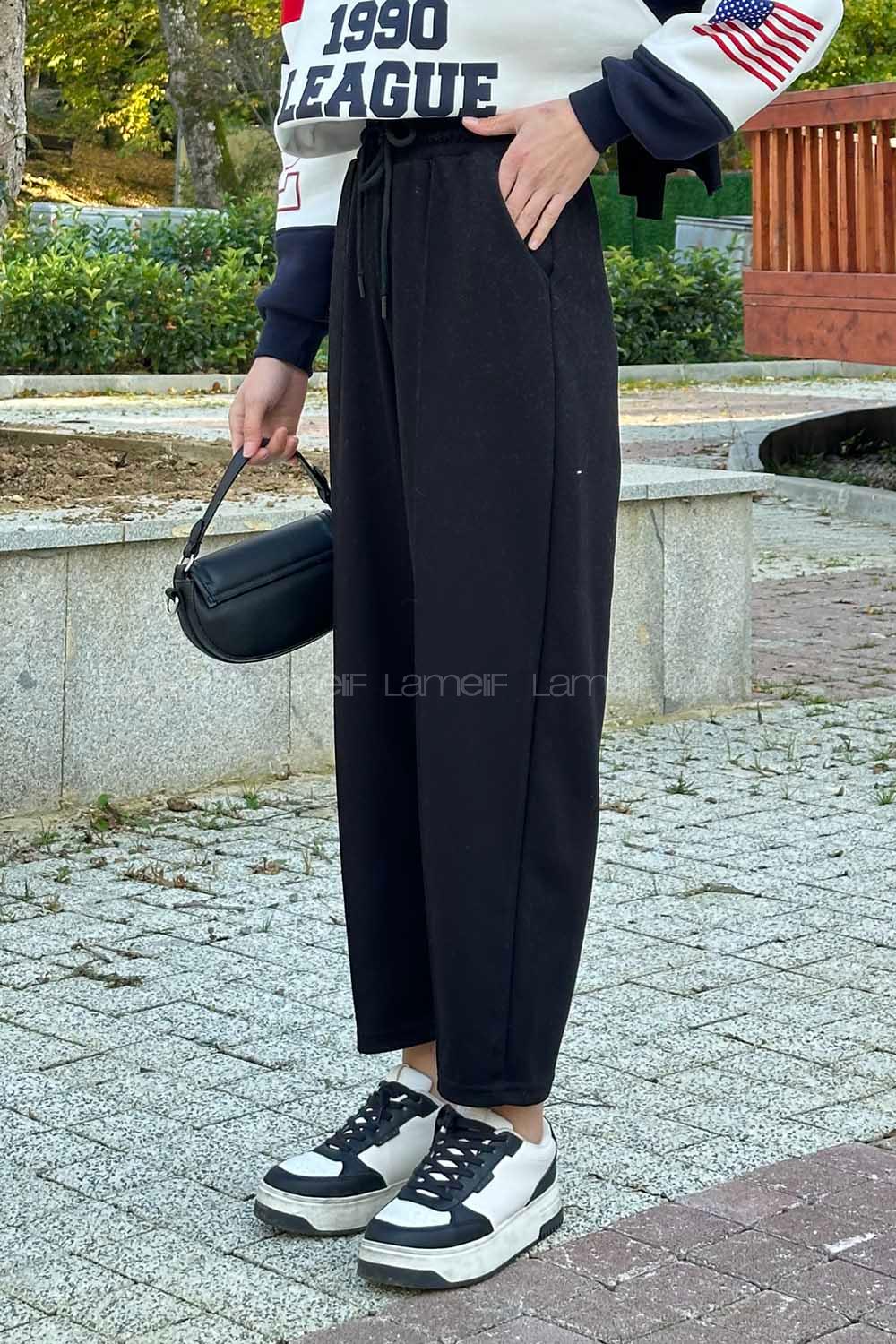 Lamelif Oysho Modal Şalvar Balon Modelli Eşofman Altı Siyah