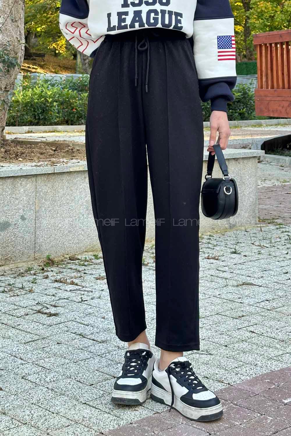 Lamelif Oysho Modal Şalvar Balon Modelli Eşofman Altı Siyah