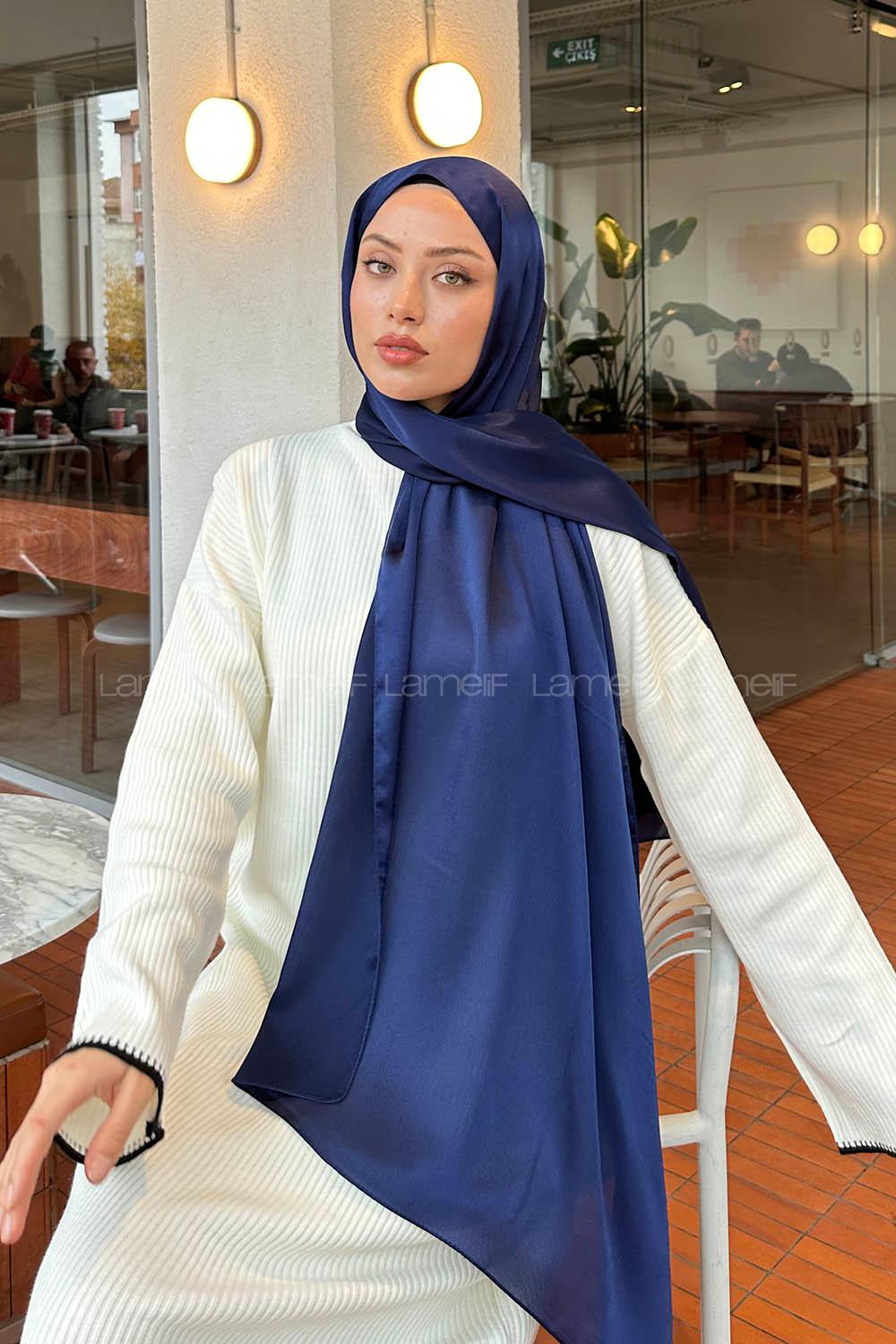 Lamelif Janjan Şal Lacivert