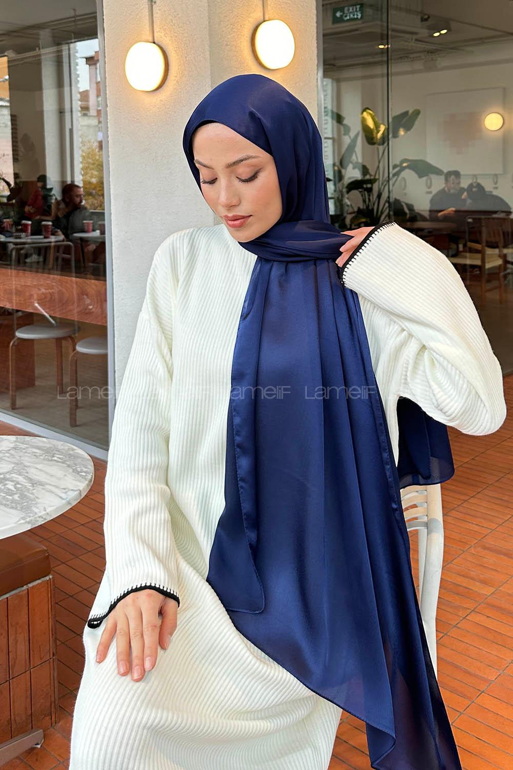 Lamelif Janjan Şal Lacivert