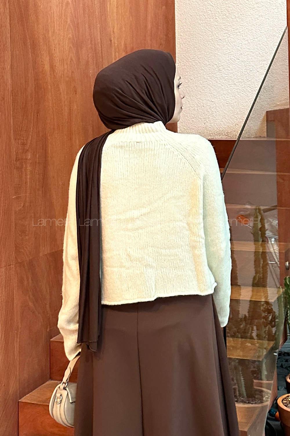 Lamelif Örgülü Kazak Krem