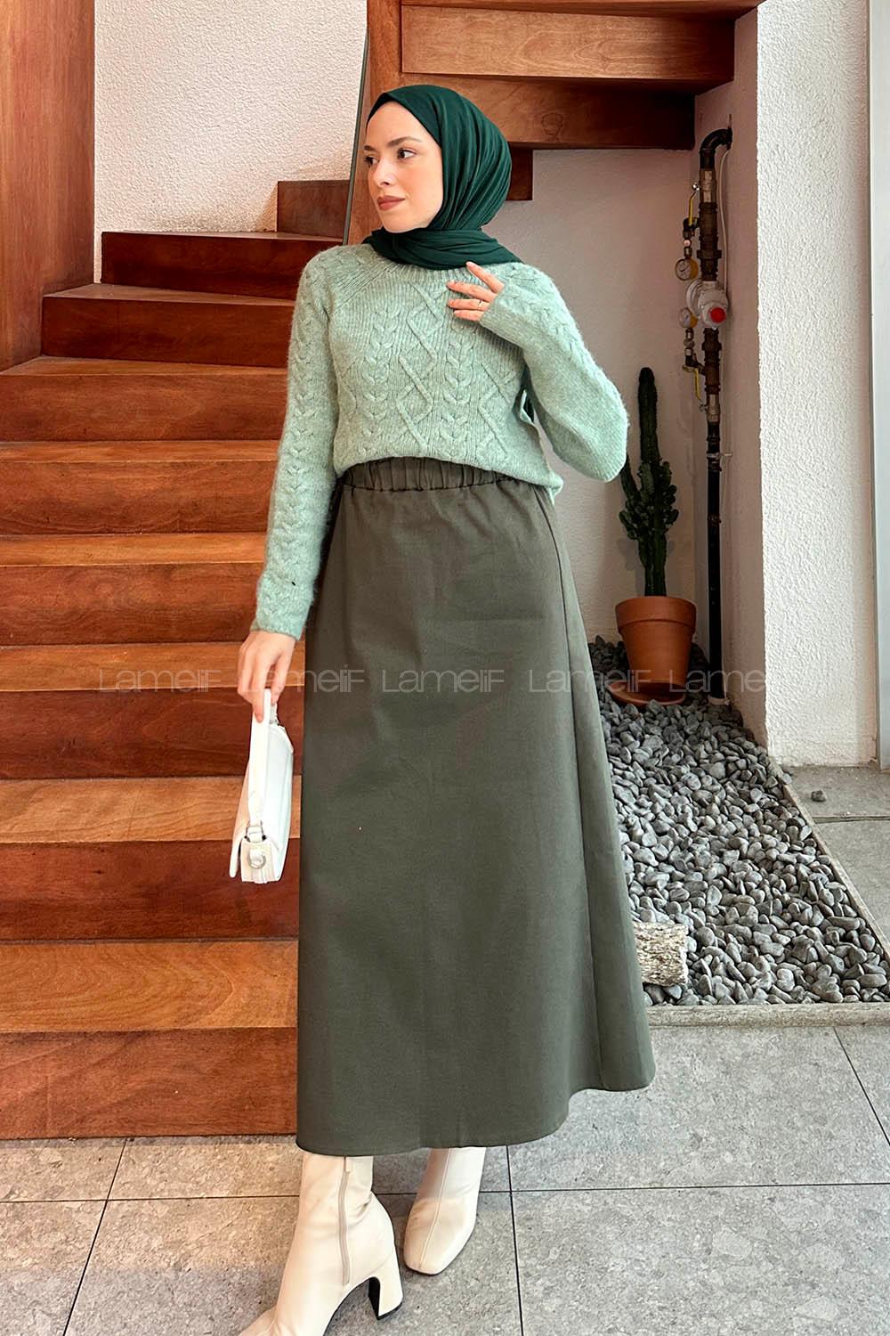 Lamelif Örgülü Kazak Mint