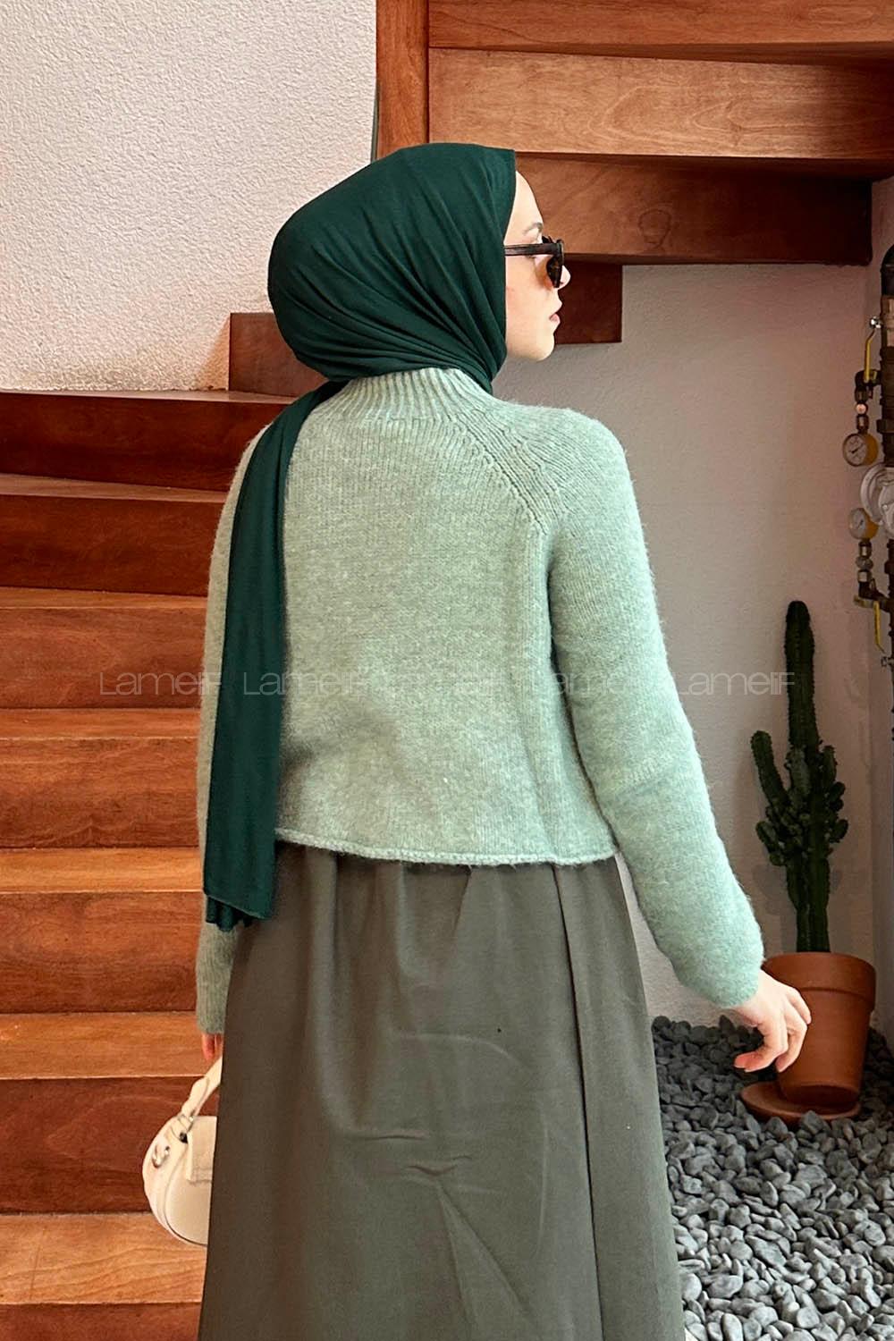 Lamelif Örgülü Kazak Mint