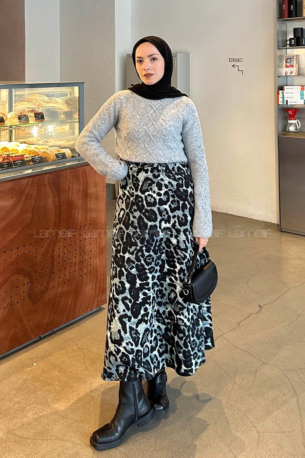 Lamelif Örgülü Kazak Gri