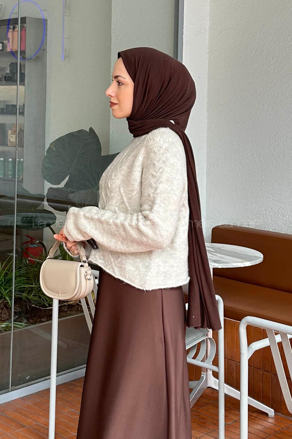 Lamelif Örgülü Kazak Taş Rengi