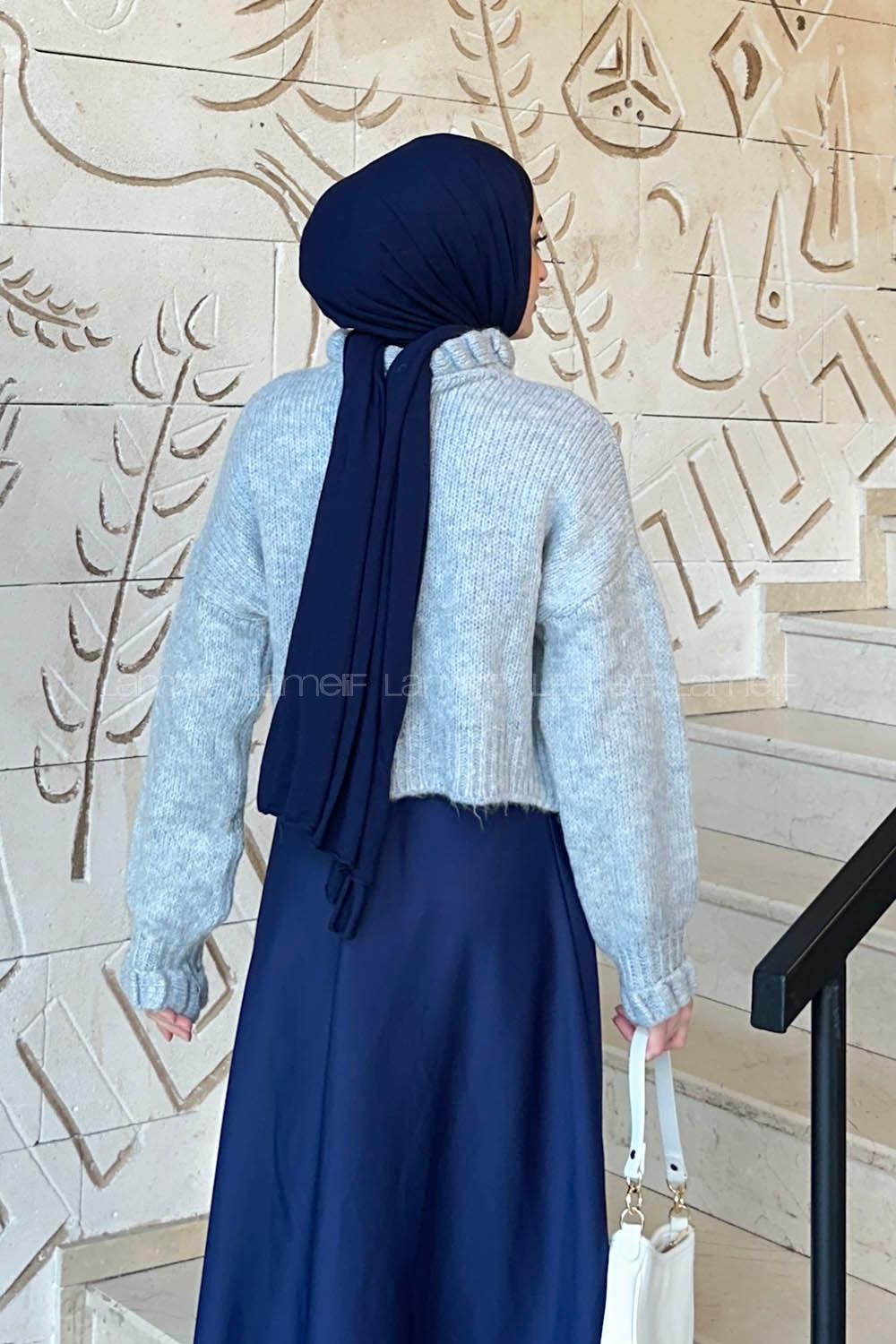 Lamelif Crop Kazak Gri