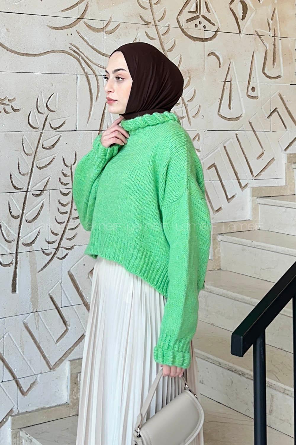 Neon Green Medium Crew Neck Long Arm Jumper