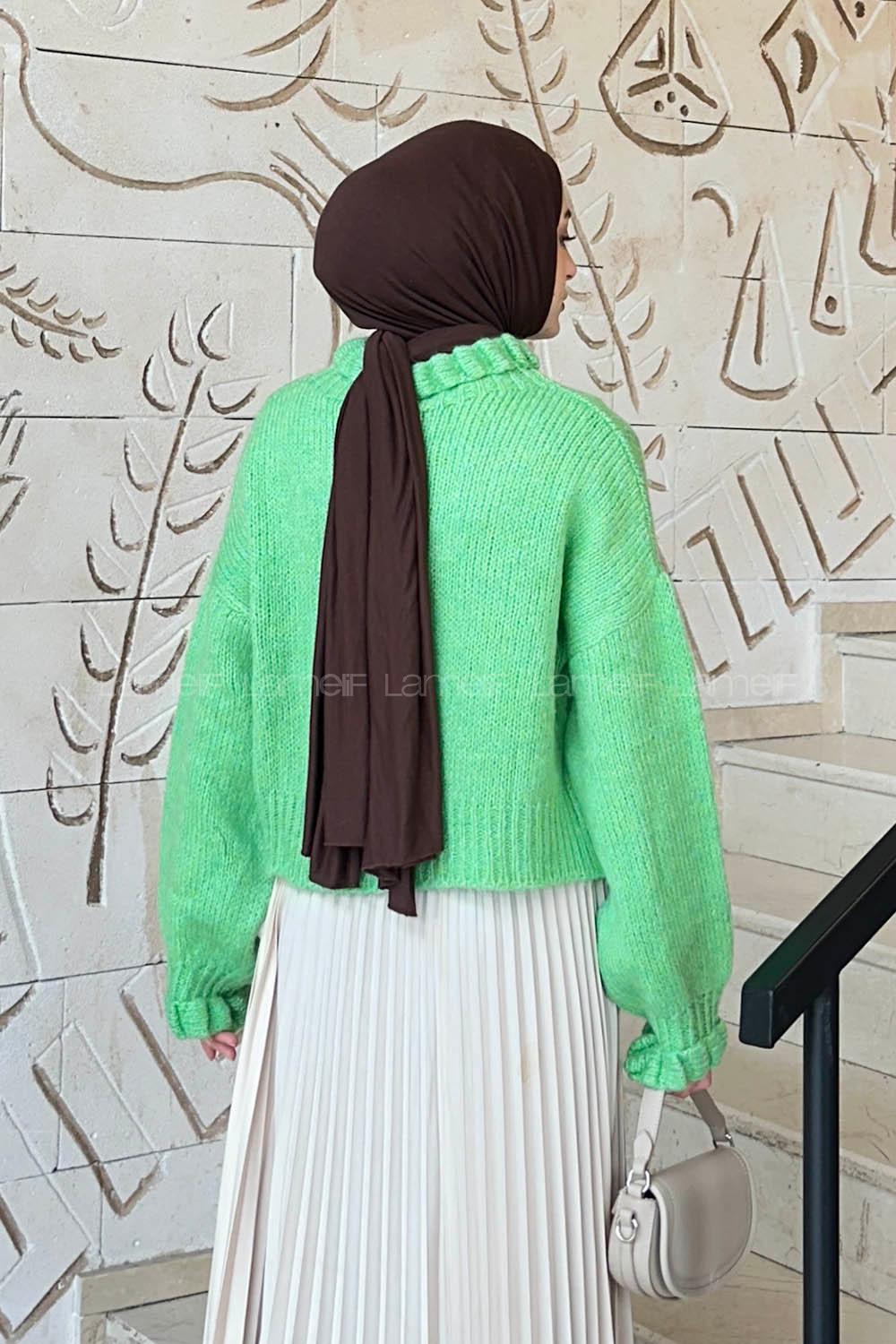 Neon Green Medium Crew Neck Long Arm Jumper