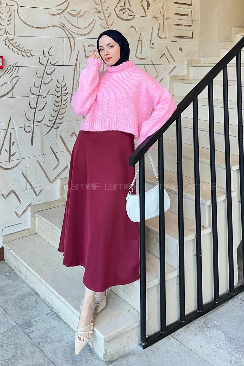 Pink Medium Crew Neck Long Arm Jumper