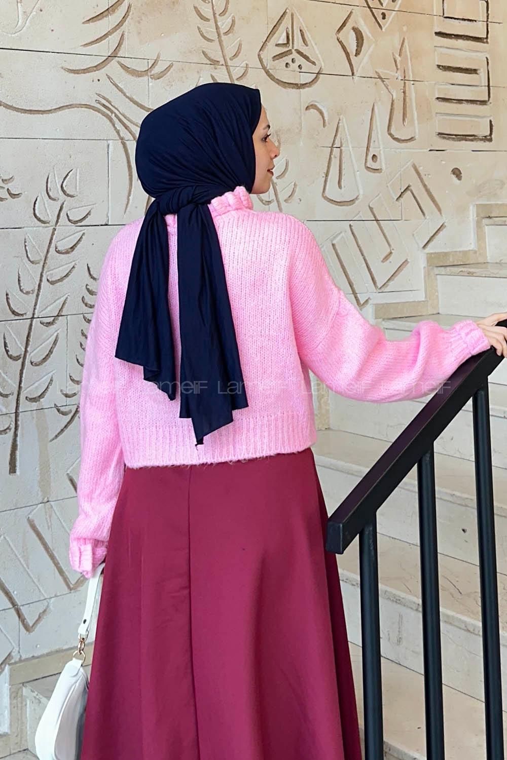 Pink Medium Crew Neck Long Arm Jumper