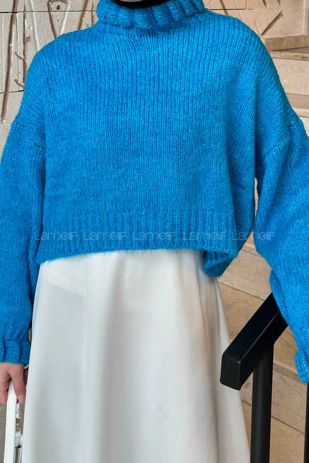 Lamelif Crop Kazak Turkuaz