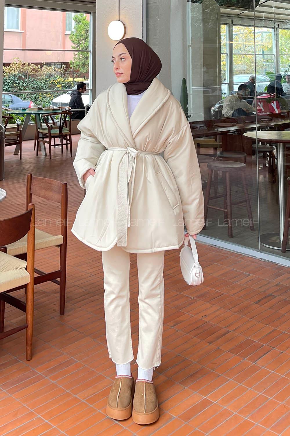 Beige Normal Neck Long Arm Coat