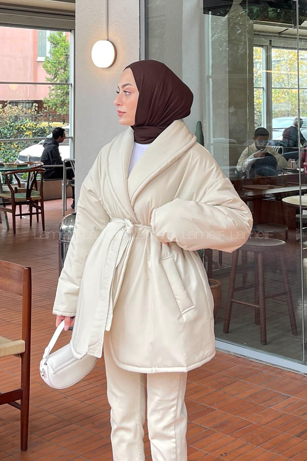 Beige Normal Neck Long Arm Coat