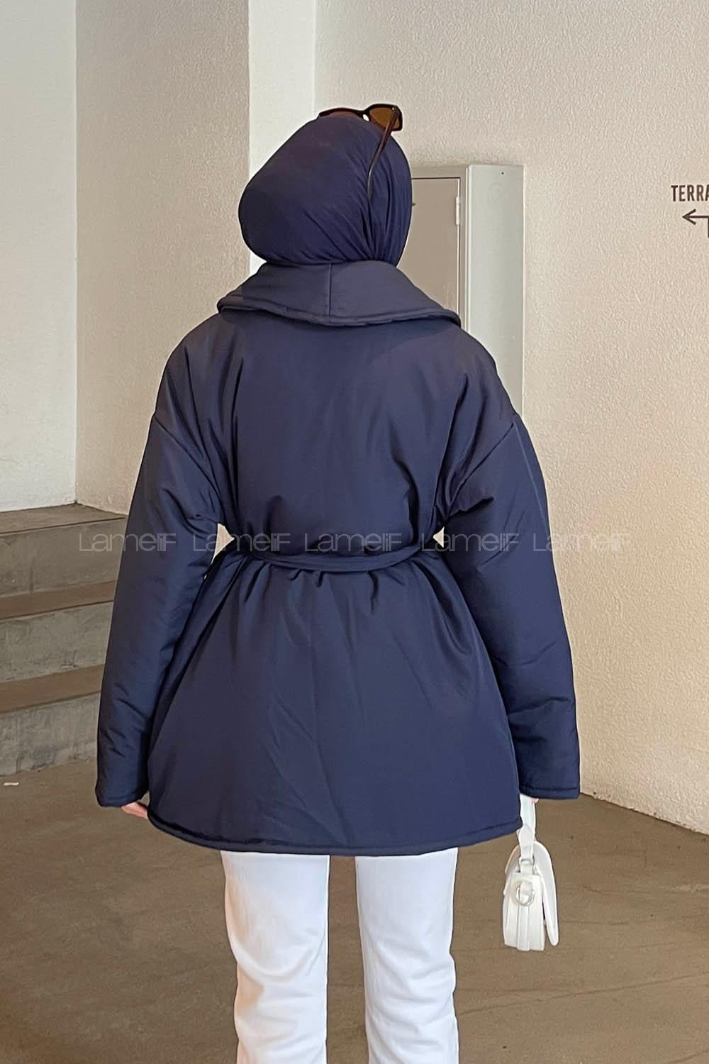 Navy Blue Normal Neck Long Arm Coat