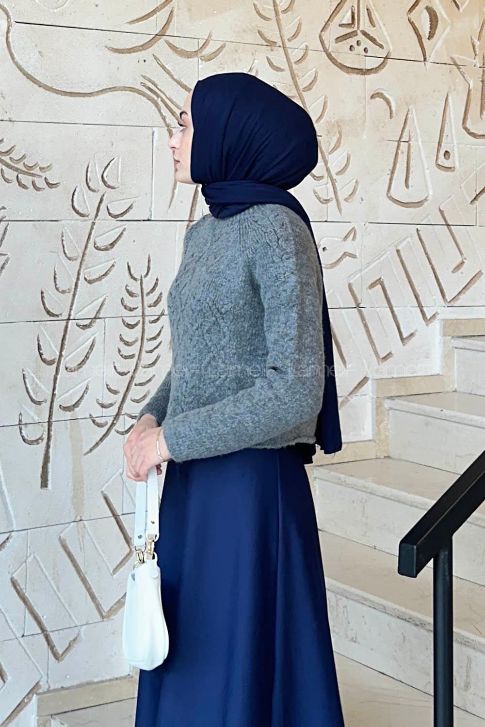 Lamelif Örgülü Kazak Antrasit