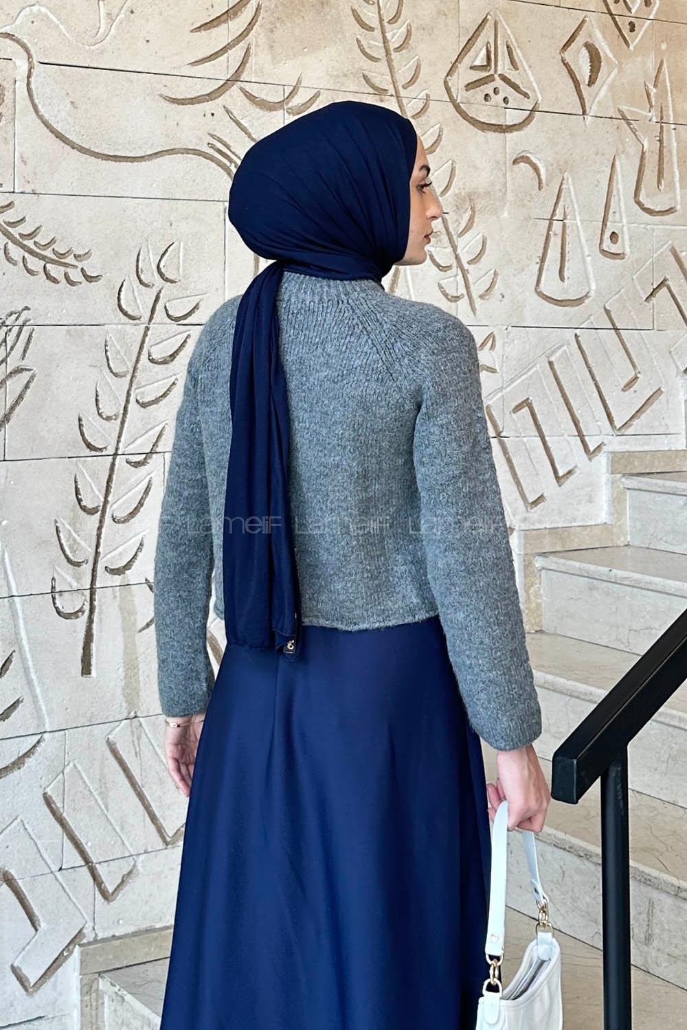 Lamelif Örgülü Kazak Antrasit