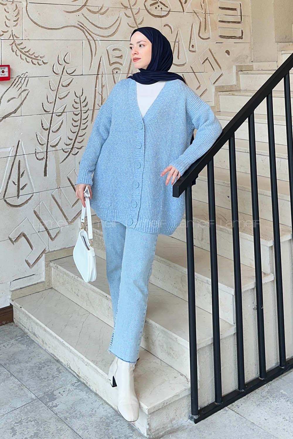 Lamelif Uzun Hırka Bebe Mavisi