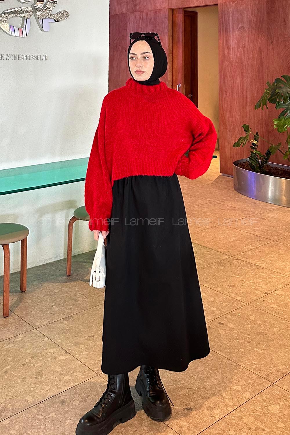 Red Medium Crew Neck Long Arm Jumper
