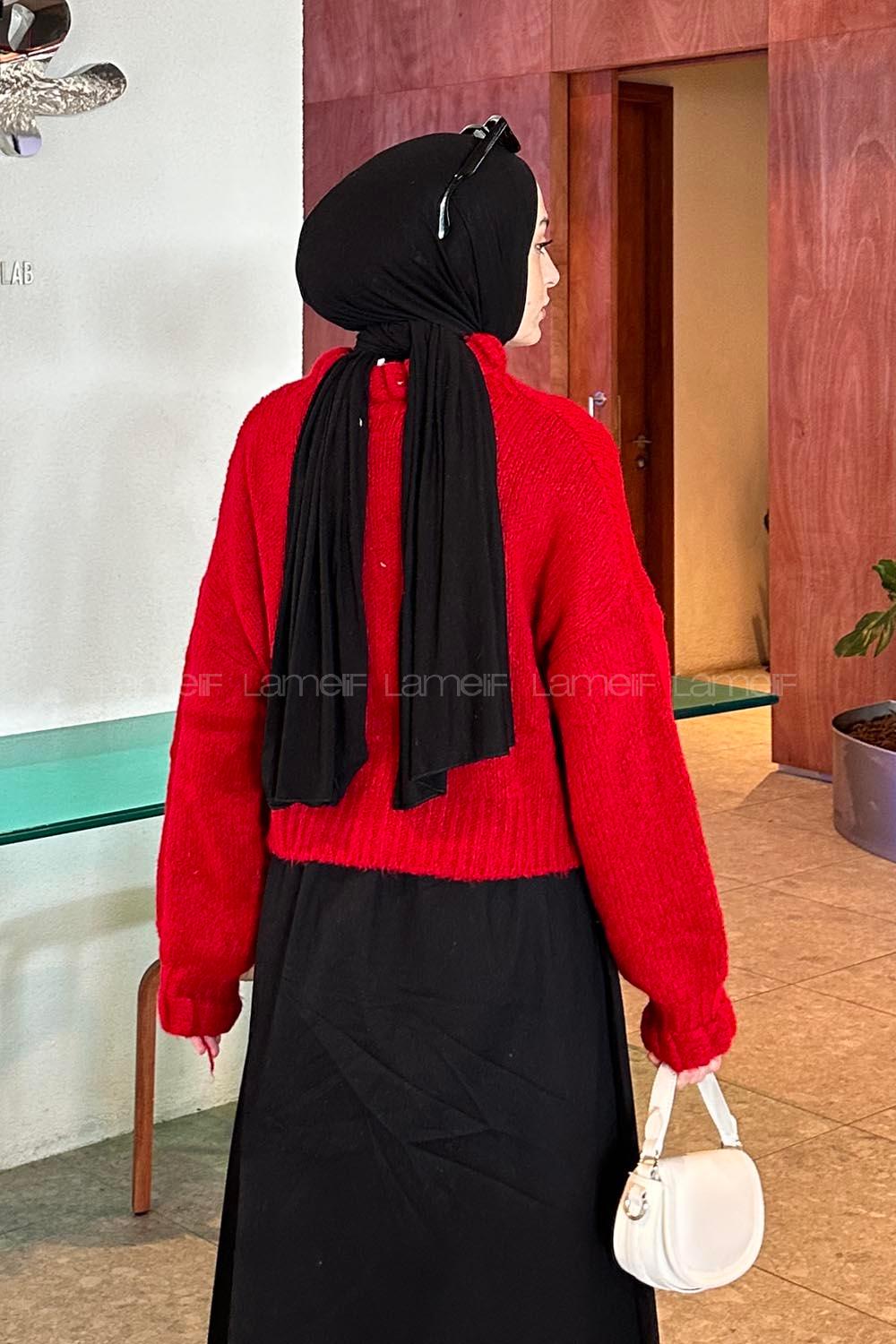 Red Medium Crew Neck Long Arm Jumper