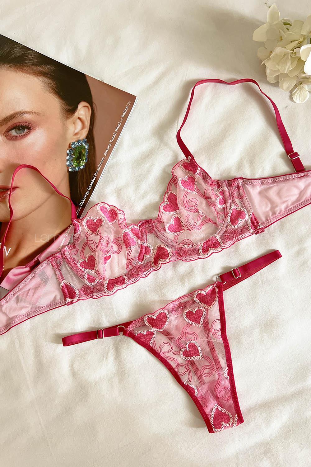 Pink Cotton Fabric Underwire Unsupport 