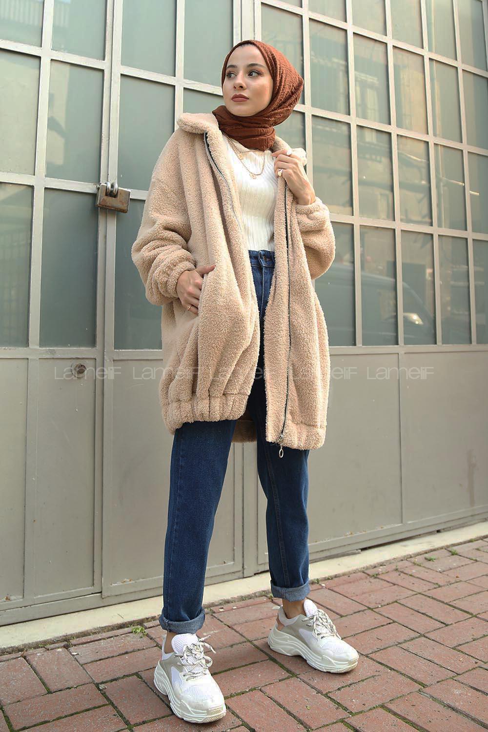 Cream Shirt Collar Long Arm Coat