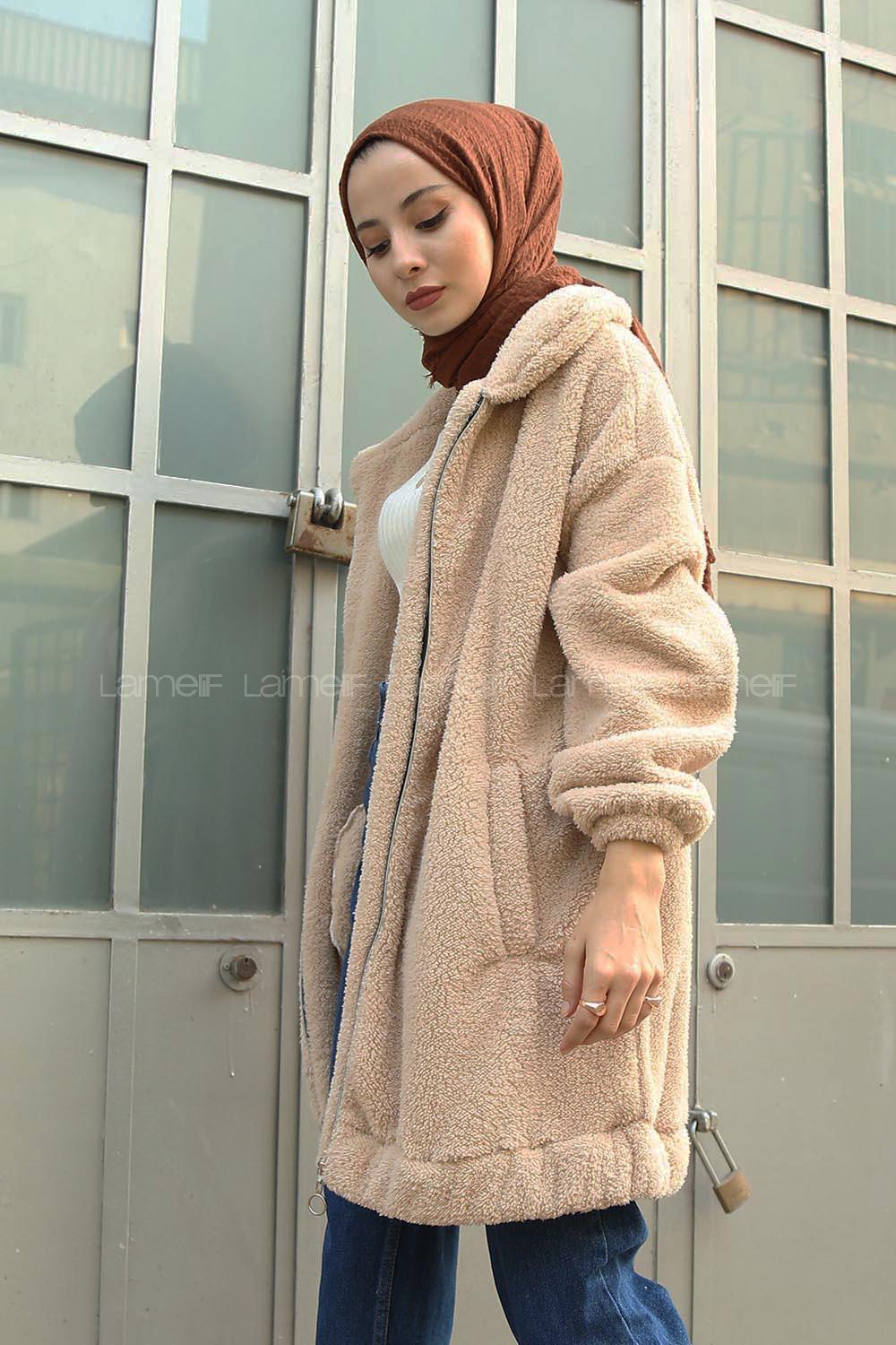 Cream Shirt Collar Long Arm Coat