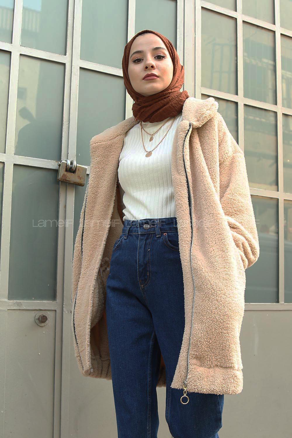 Cream Shirt Collar Long Arm Coat