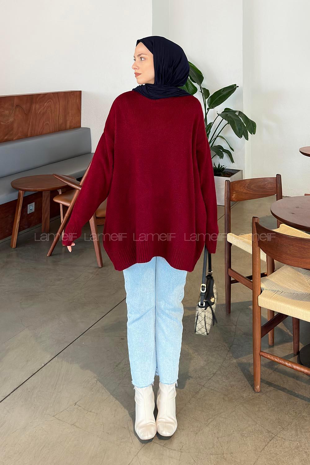 Claret Red Crew Neck Long Arm Jumper