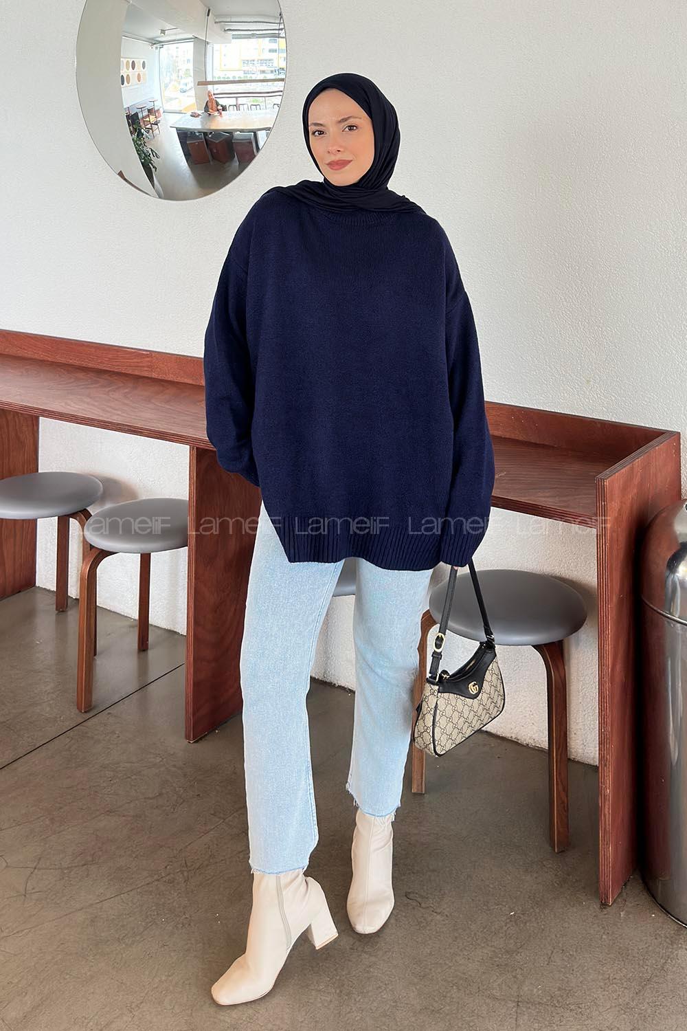 Lamelif Salaş Dokulu Kazak Lacivert