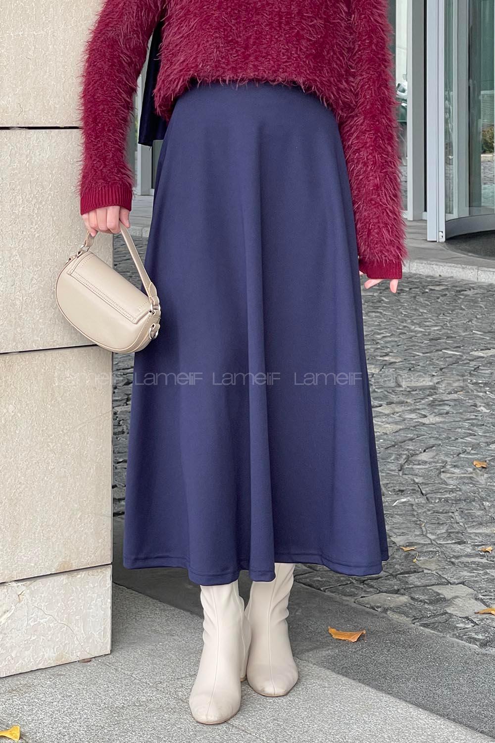 Lamelif Kloş Etek Lacivert