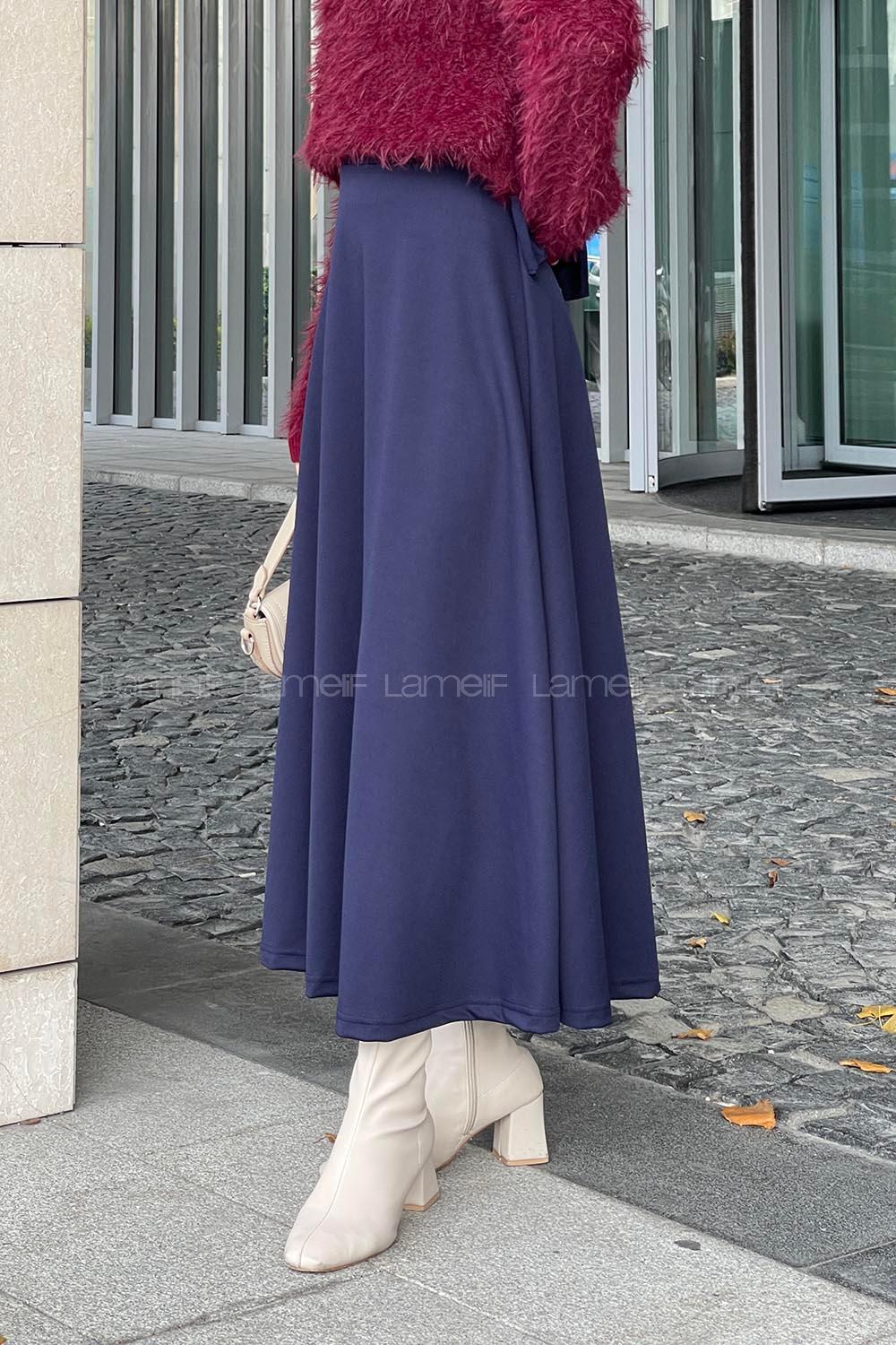 Lamelif Kloş Etek Lacivert