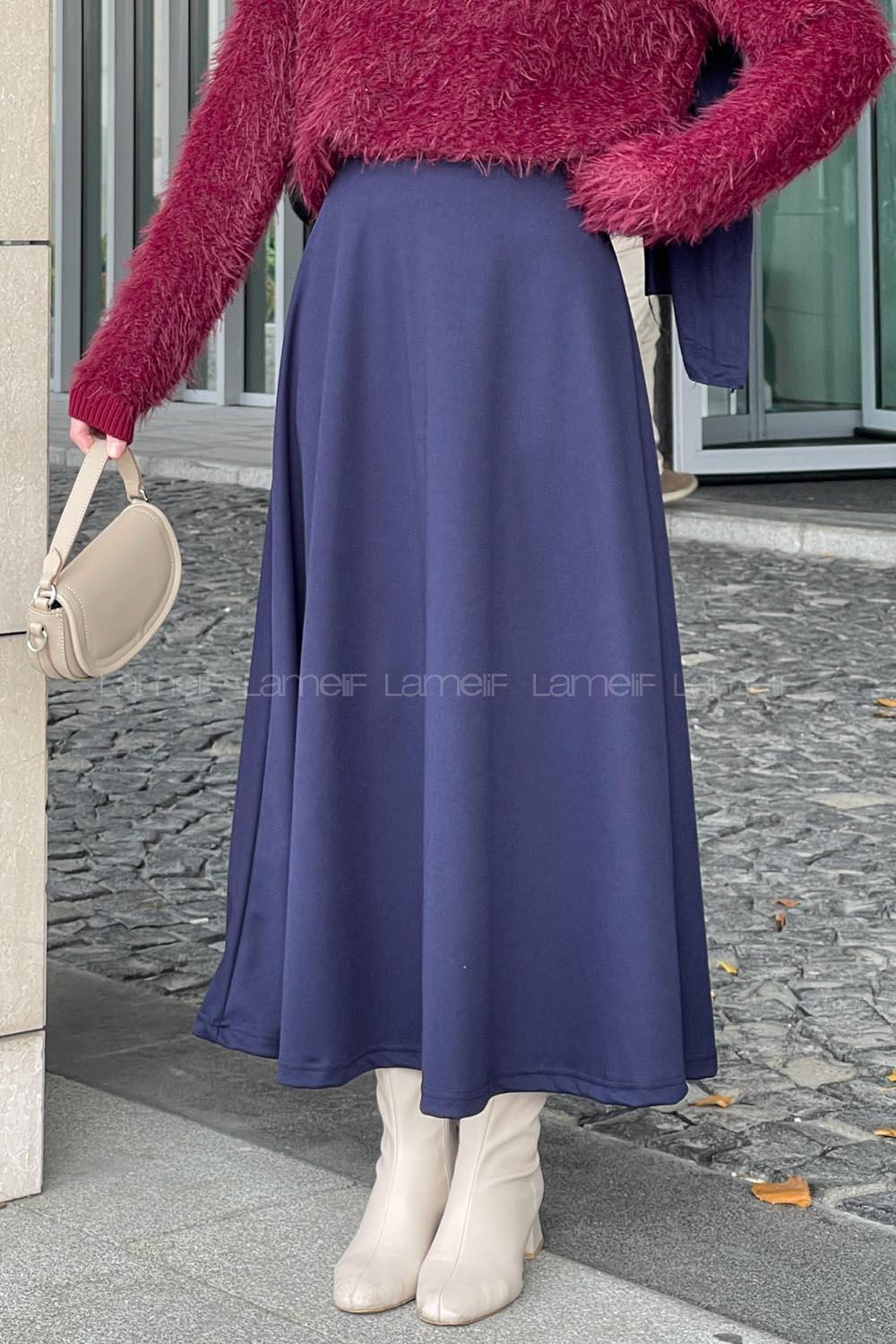 Lamelif Kloş Etek Lacivert