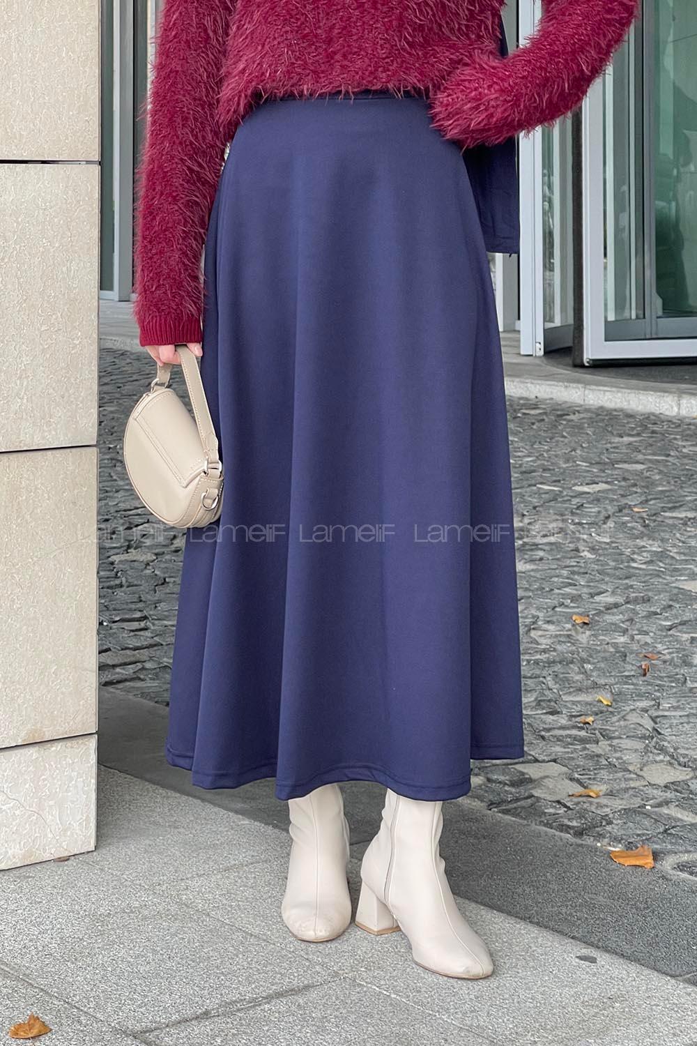 Lamelif Kloş Etek Lacivert