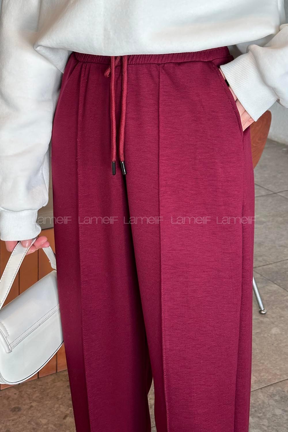 Lamelif Oysho Modal Şalvar Balon Modelli Eşofman Altı Bordo