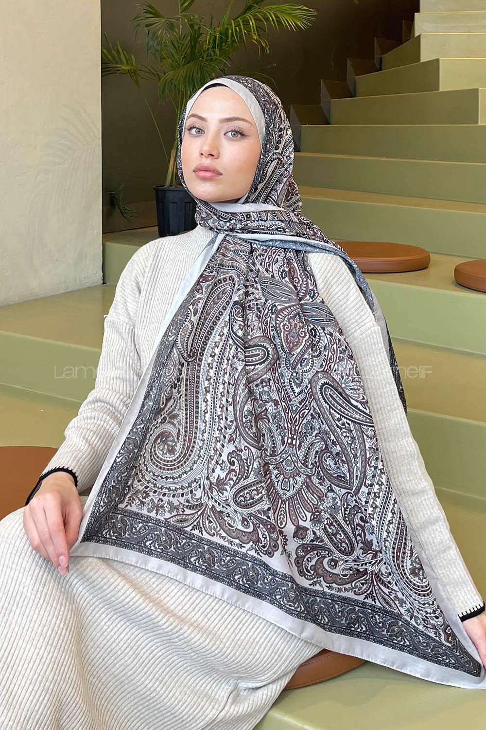 Lamelif Retro Desen Soft Şal Taş