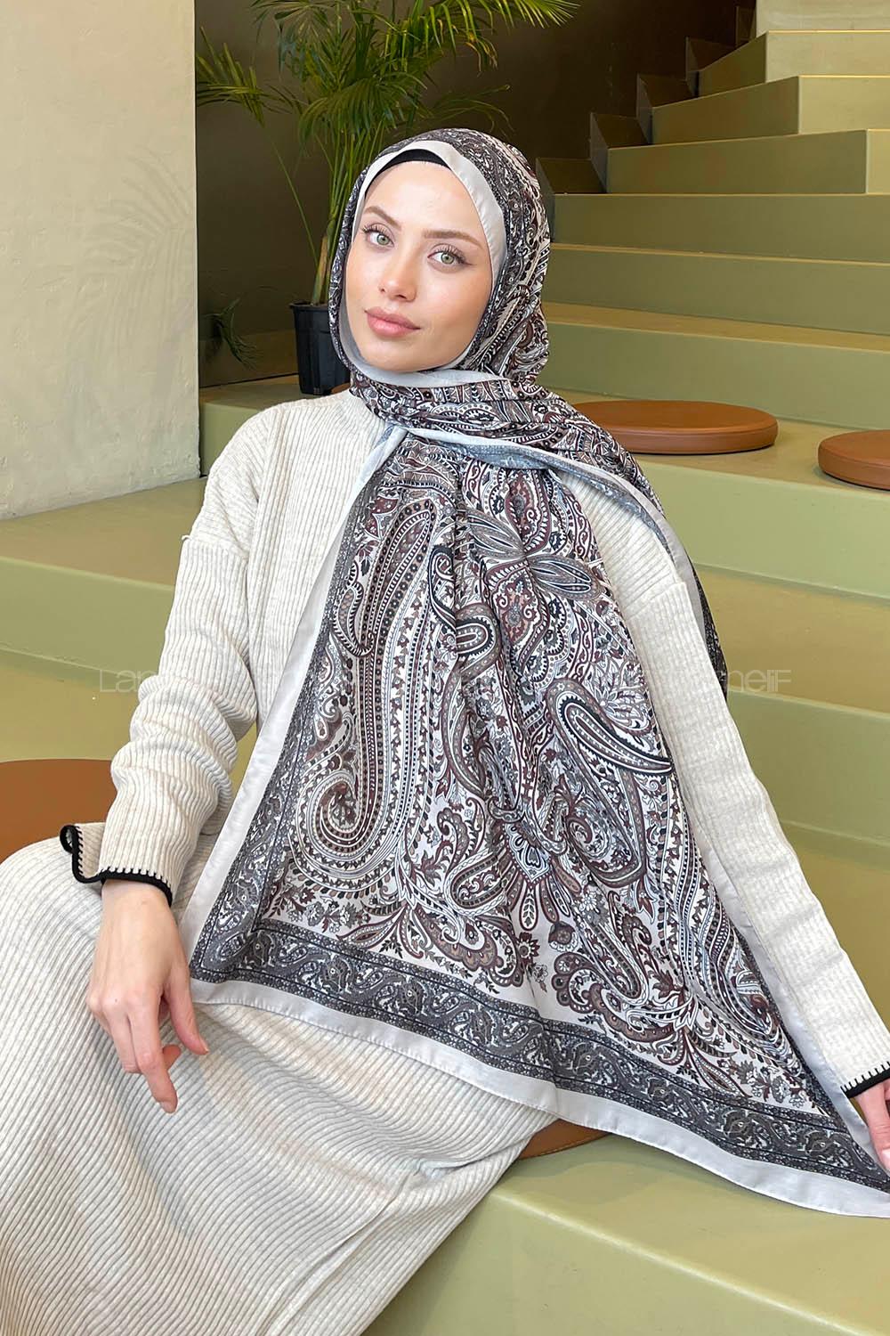 Lamelif Retro Desen Soft Şal Taş