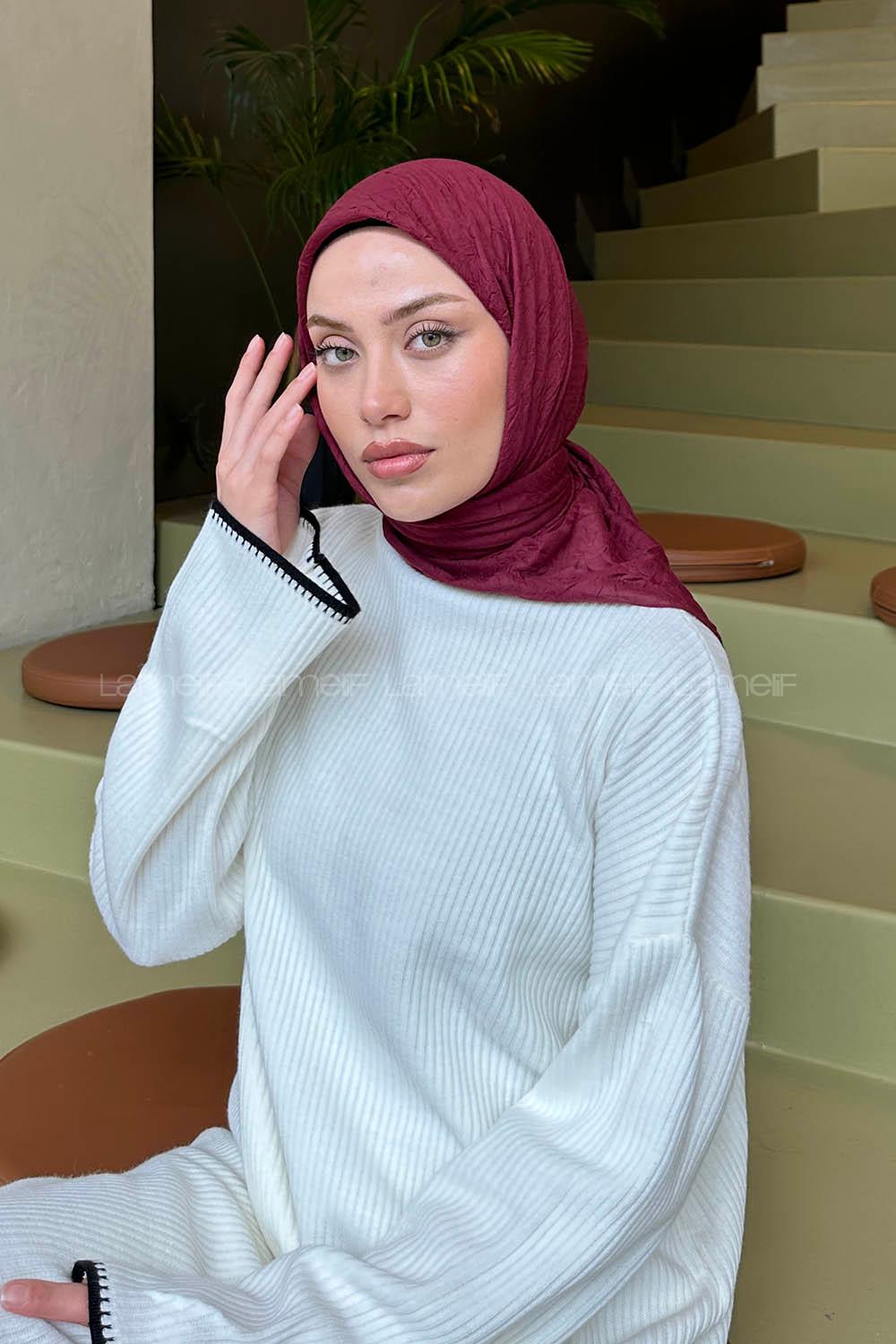 Bitter Burgundy Cotton Fabric Straight Scarf