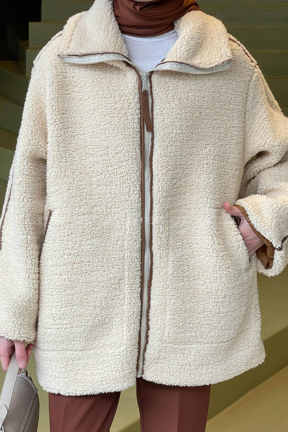 Brown Normal Neck Long Arm Coat
