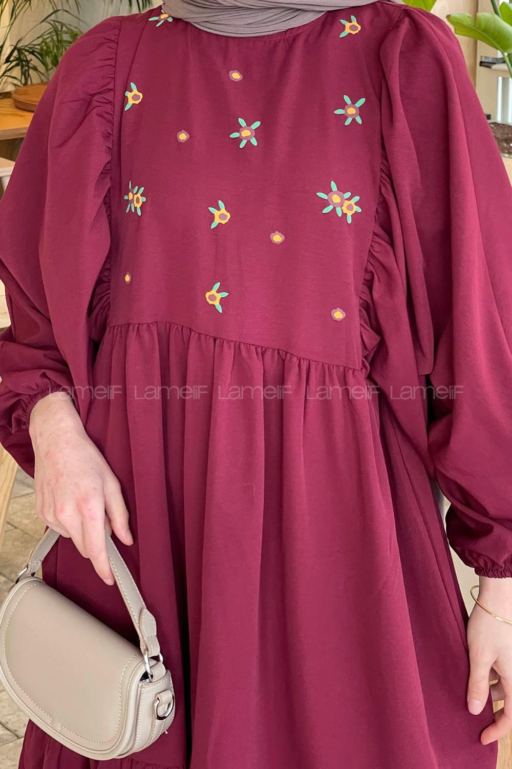 Modalamelif Elica Elbise Bordo