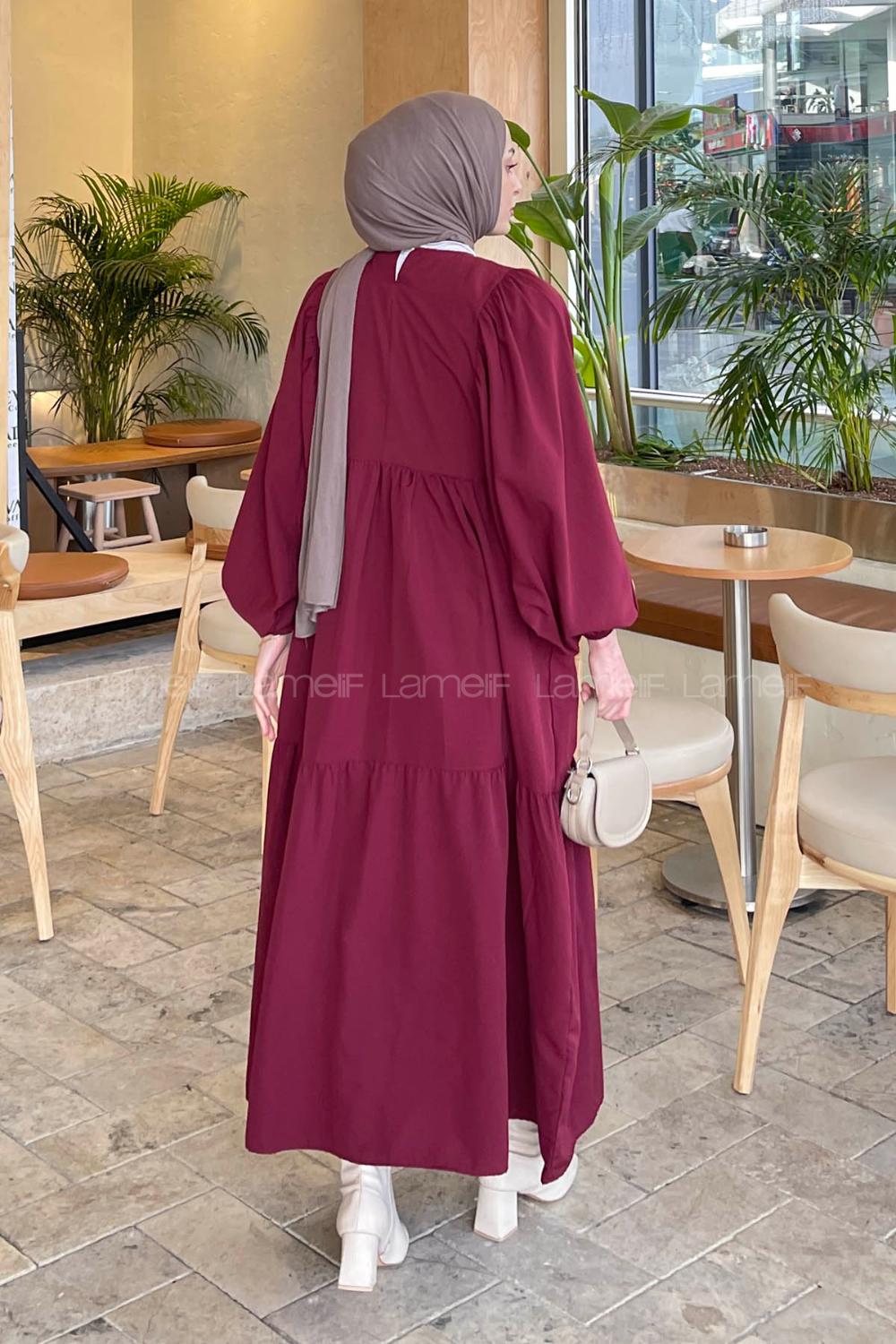 Modalamelif Elica Elbise Bordo