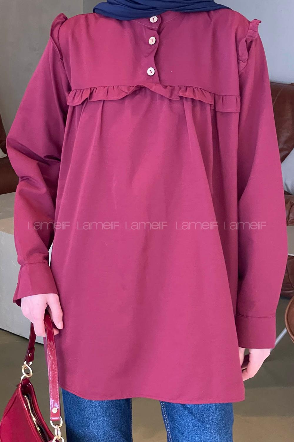 Claret Red Normal Neck Cotton Fabric Unprinted Tunic