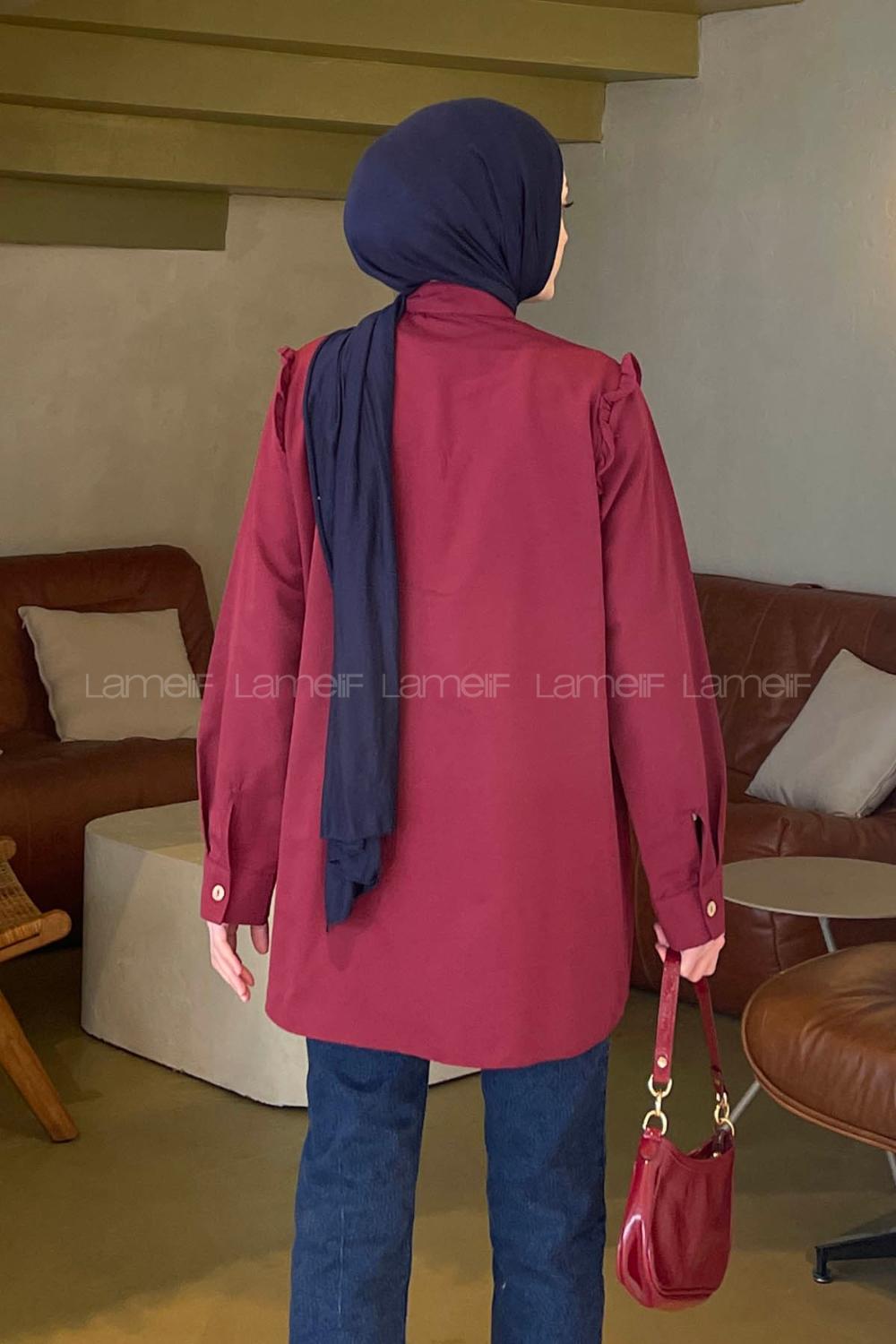 Claret Red Normal Neck Cotton Fabric Unprinted Tunic
