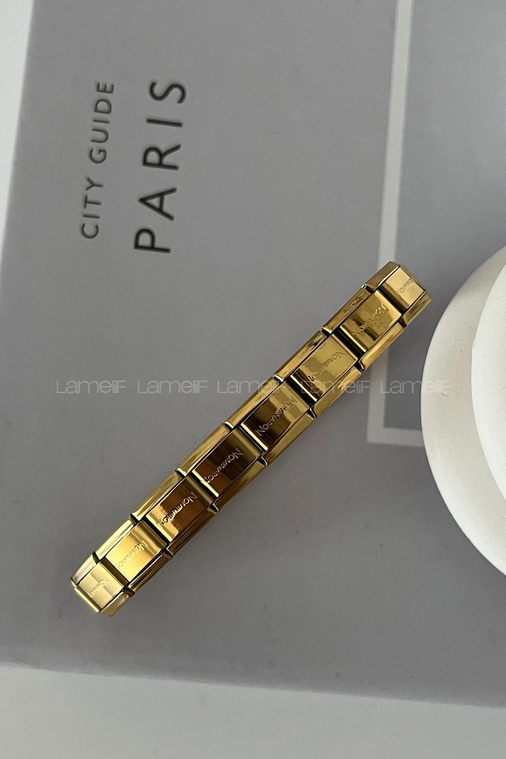 Gold Belted Gold Straight Wristband