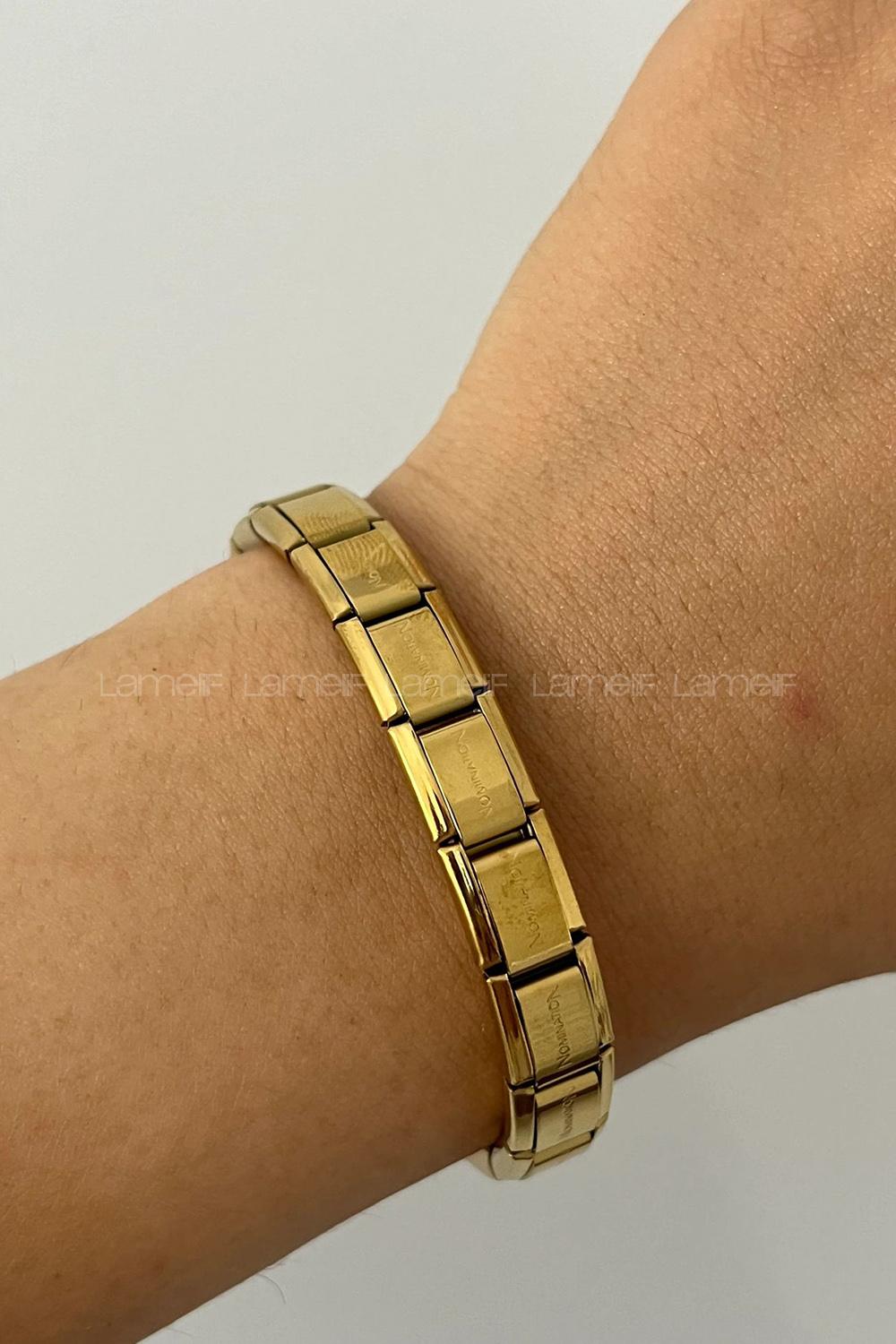 Gold Belted Gold Straight Wristband