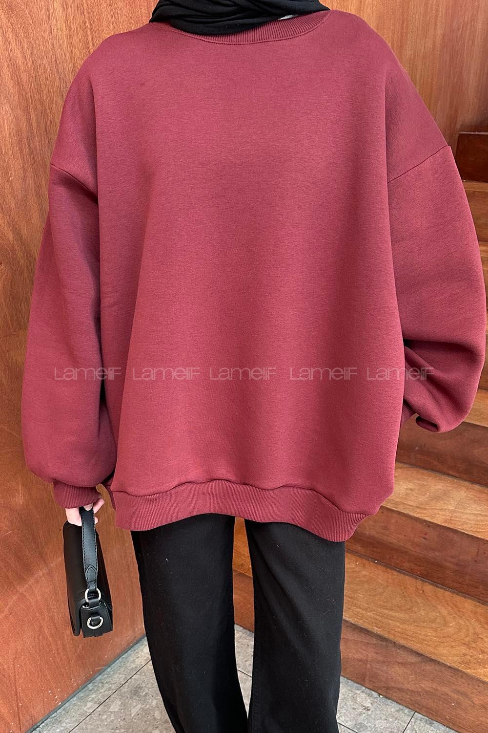 Lamelif Oversize Sweatshirt Bordo