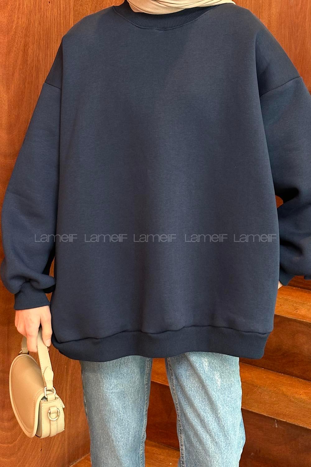 Blue Crew Neck Long Arm Sweatshirt