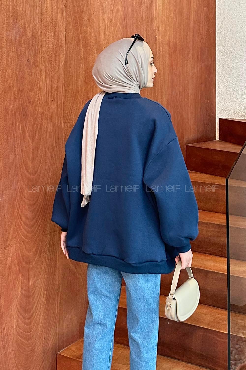 Blue Crew Neck Long Arm Sweatshirt