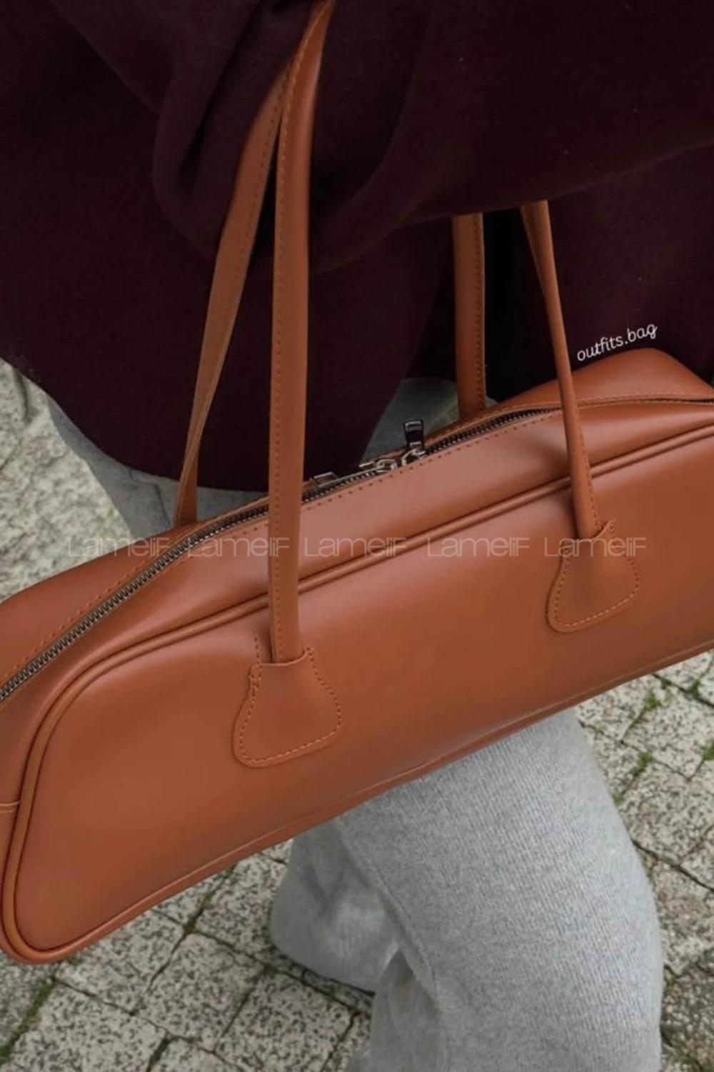 Tan Buckle Skin Hand Bag Bag