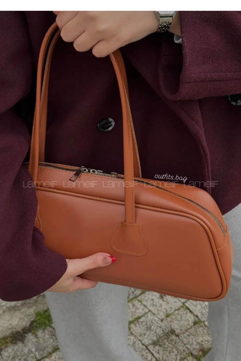 Tan Buckle Skin Hand Bag Bag